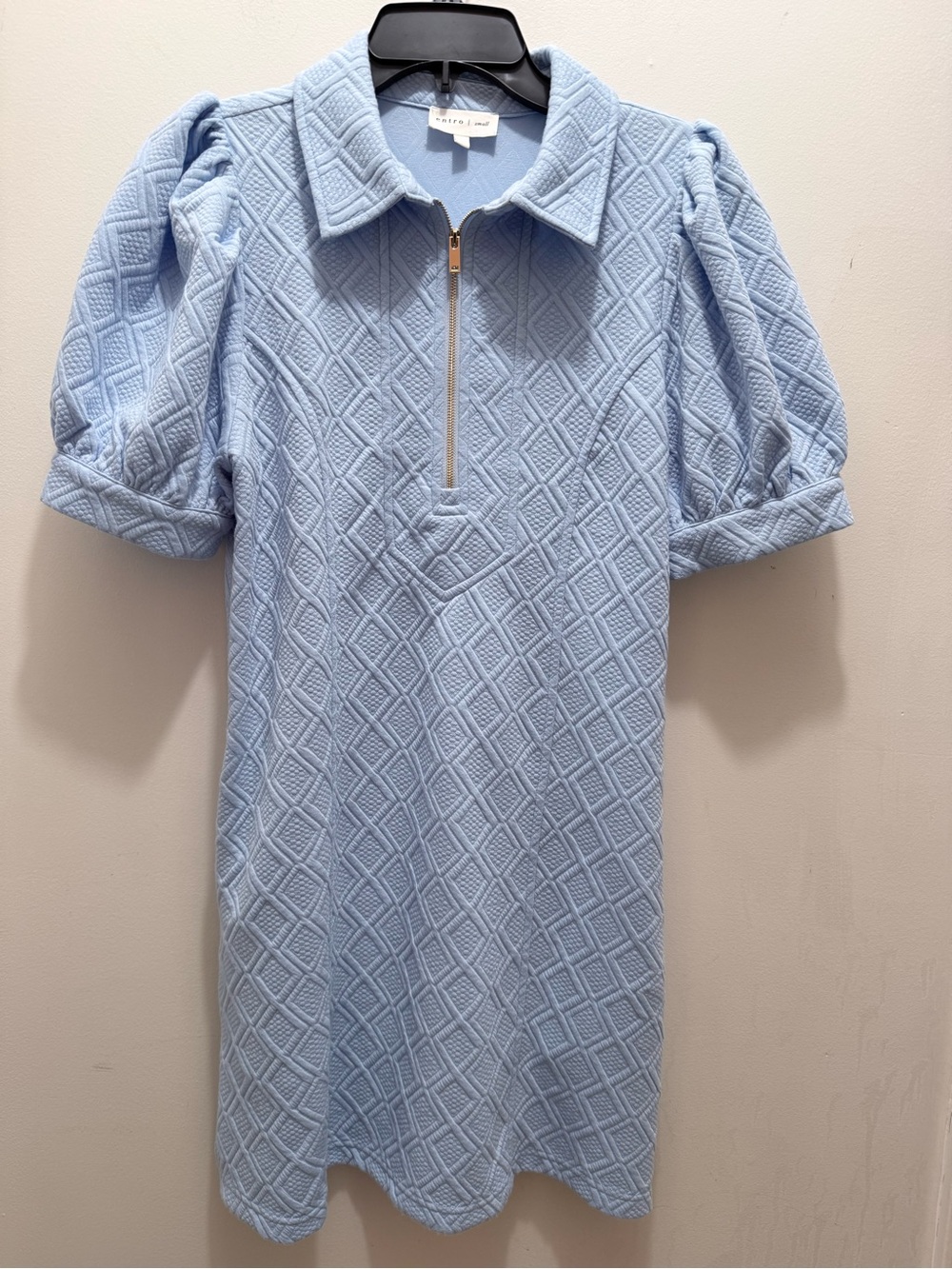 entro Light Blue Textured Polo Dress